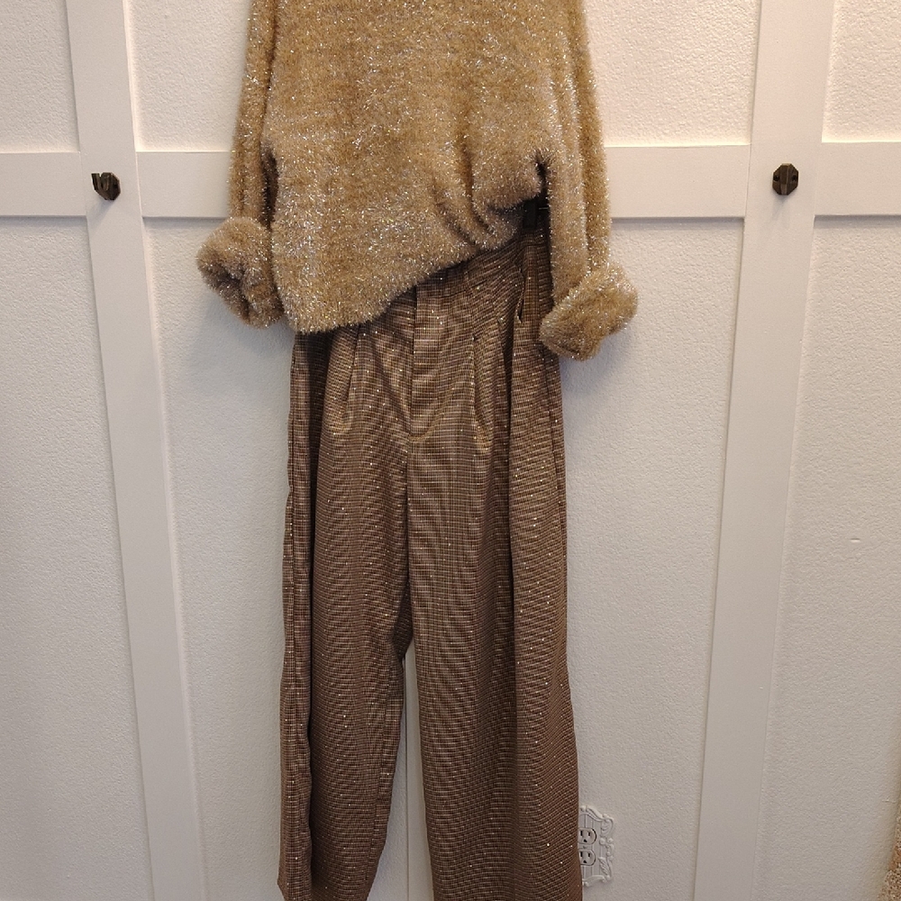 Anthropologie Tan Textured Women's Trousers